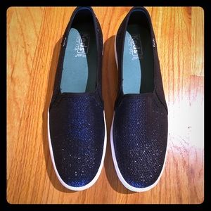 Keds navy blue sparkle slip ons